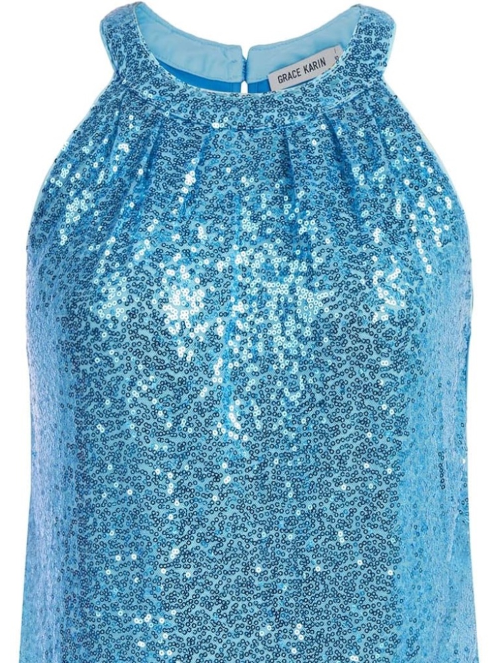 Grace Karin turquoise sequin halter top